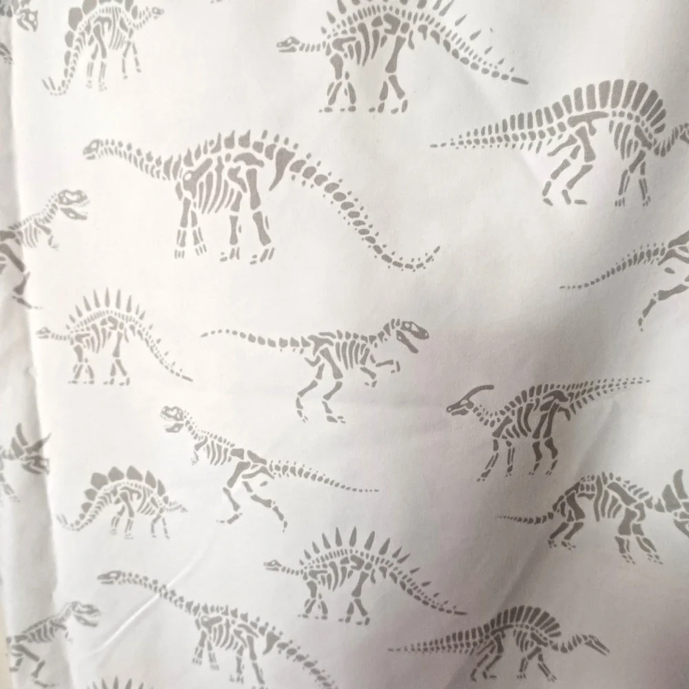 Your Zone Twin Flat Sheet White Grey Dinosaur Skeleton‎ Fossil Microfiber 66x96
